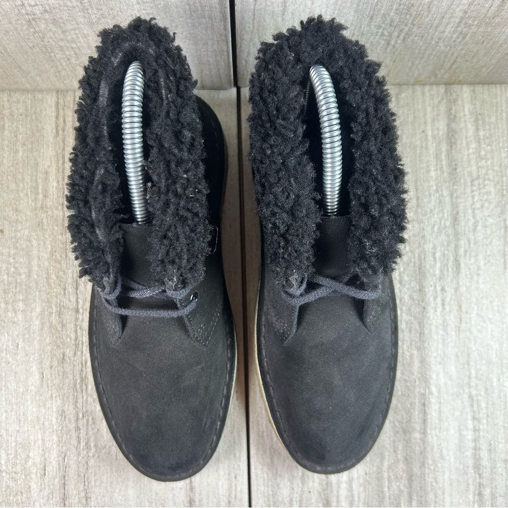 Clarks Originals Desert Chukka Boot Black Suede Cuff Lined Shoes Womens Size 6 - Picture 6 of 10